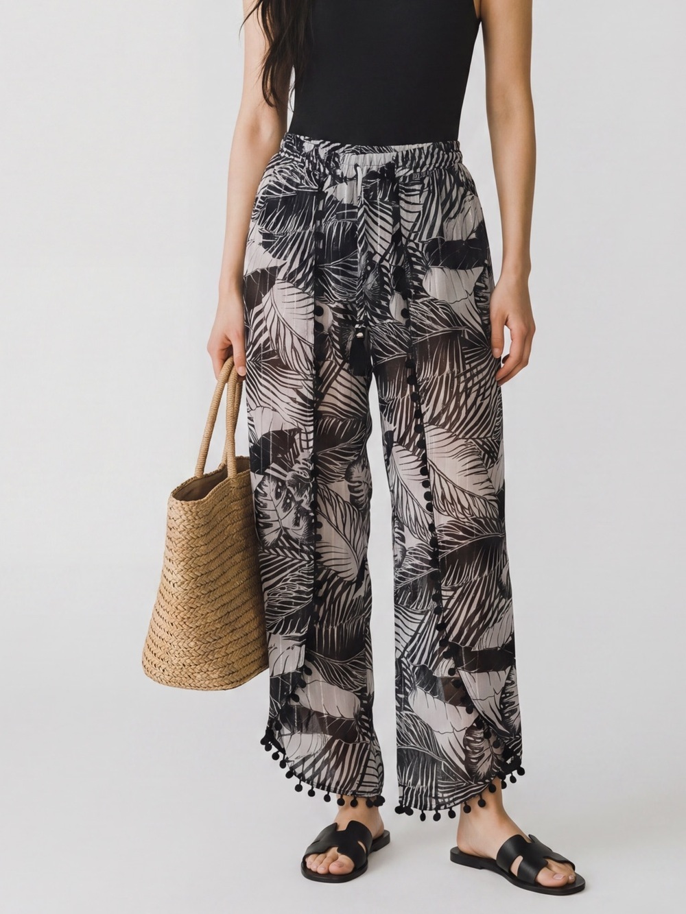 Club Z Wide Leg Beach Pant Sheer Cover Up Resortwear vacation poolside